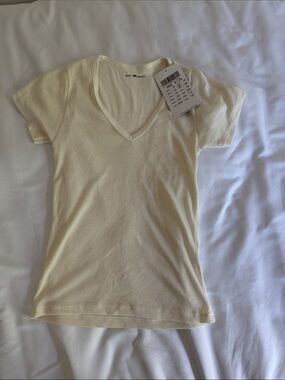 NWT! Brandy Melville Cream V Neck Tshirt